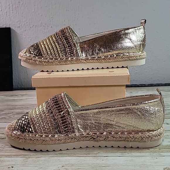NEW Patrizia by Spring Step Austral Gold Metallic Espadrilles Shoes 38‎ US 7.5-8 - Picture 2 of 10